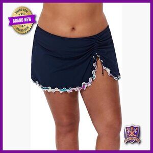 Plus Size Skirt Swim Bottom Built-in Panty Side Slit Recycled Polyamide